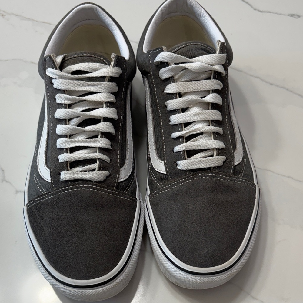 Vans Old Skool Gray and White Suede Low Top Sneakers - Picture 3 of 15